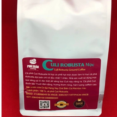 Cà phê rang xay Culi Robusta Phú Xuân 500gr Vị đắng đậm thơm nồng thích hợp pha phin máy giảm còn 155.000đ