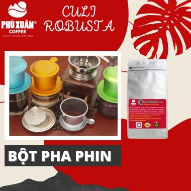 Cà phê rang xay Culi Robusta Phú Xuân 500gr Vị đắng đậm thơm nồng thích hợp pha phin máy giảm còn 155.000đ