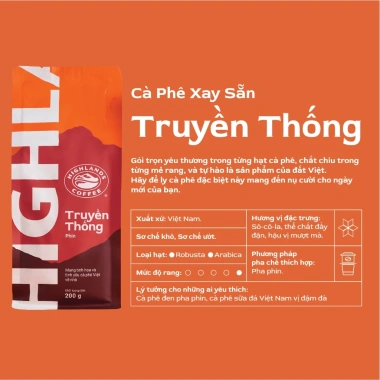 Cà Phê Rang Xay Highlands Coffee 200g - Hương Đậm Đà, Giá Ưu Đãi 105.000₫