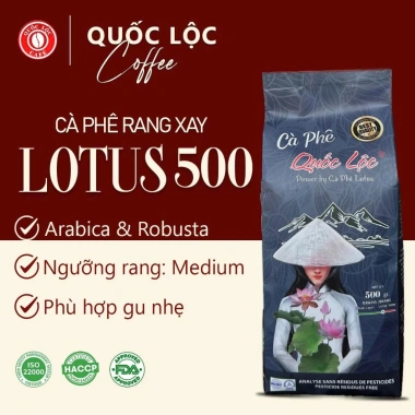 Cà Phê Rang Xay Lotus500 500g Pha Phin & Pha Máy - 240.000 VND - Quốc Lộc 3