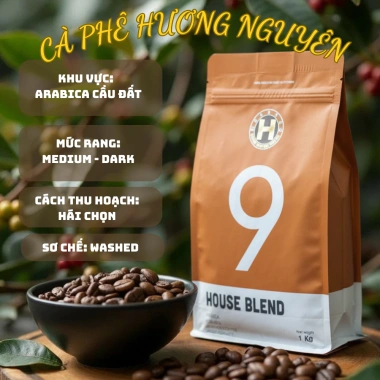 Cà phê rang xay nguyên chất Hương Nguyên House Blend 9 - Phin pha thơm, giá 295k