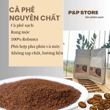 Cà phê Robusta 100% rang mộc, xay vừa, thích hợp pha phin và máy - 500g, giảm 19%
