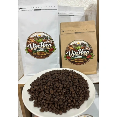 Cà Phê Robusta Honey Process VinHao Farm trên 95% Quả Chín, Rang Mộc 250-500g Giá 59.000đ
