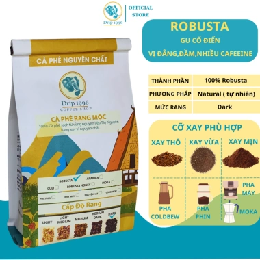 Cà phê Robusta Natural Dark 100% - Đắng mạnh, phù hợp pha phin, giảm 20%