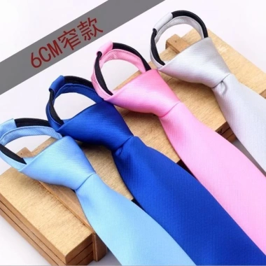 Cà vạt 6CM đa màu Hồng-Đen-Xanh Dương-Xám, khóa kéo, phong cách Hàn Quốc nam nữ