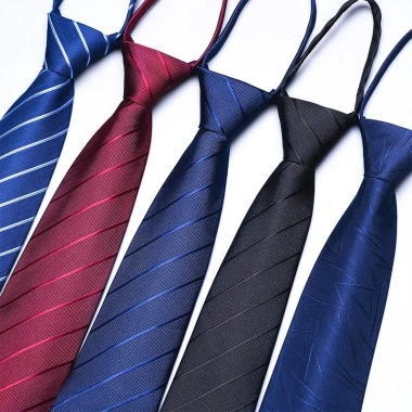 Cà vạt công sở Hàn Quốc nam nữ màu đen xanh khóa kéo thời trang, chỉ 32.400₫