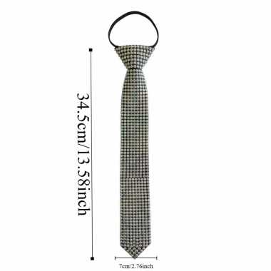 Cà vạt full kim cương đen đầu máy phong cách punk, choker vòng cổ hình học dài, giá 133.920₫