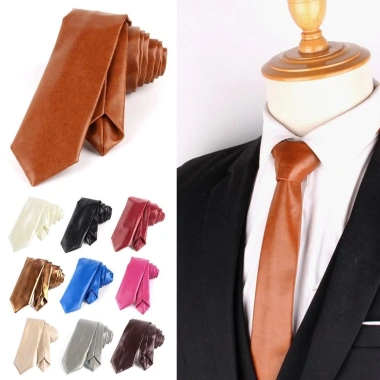 Cà vạt HYCEO JK da PU 5,5cm rộng - Retro cổ điển màu trơn, đa năng, thắt lưng hẹp Unisex, giảm 141.480₫