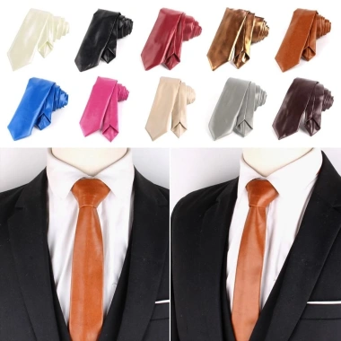 Cà vạt HYCEO JK da PU 5,5cm rộng - Retro cổ điển màu trơn, đa năng, thắt lưng hẹp Unisex, giảm 141.480₫