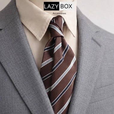 Cà vạt kẻ nâu 8CM cao cấp trơn - Quà tặng công sở Sartorial Guys, giảm giá 160.000₫
