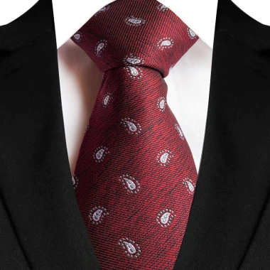 Cà vạt nam 8CM Burgundy Maroon Paisley chấm đỏ sọc doanh nhân tiệc cưới