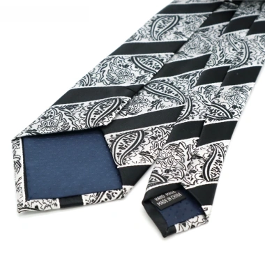 Cà vạt nam 8cm đen-xám sọc lụa cổ Jacquard dệt dây buộc - Công sở & tiệc cưới 5