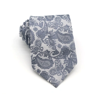 Cà vạt nam 8cm đen-xám sọc lụa cổ Jacquard dệt dây buộc - Công sở & tiệc cưới 10