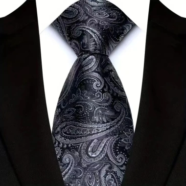 Cà vạt nam 8cm Jacquard cổ điển chấm Paisley bạc xám - Giá ưu đãi 116.640 VND 7