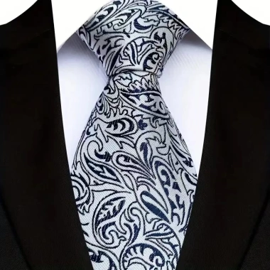 Cà vạt nam 8cm Jacquard cổ điển chấm Paisley bạc xám - Giá ưu đãi 116.640 VND 9