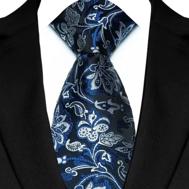 Cà vạt nam 8cm Jacquard hoàng gia xanh phong cách cổ điển kẻ sọc Paisley chắc chắn tiệc cưới kinh doanh 6