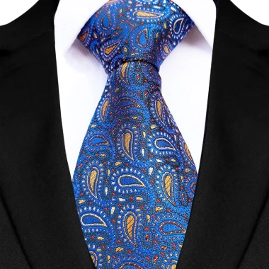 Cà vạt nam 8cm Jacquard hoàng gia xanh phong cách cổ điển kẻ sọc Paisley chắc chắn tiệc cưới kinh doanh 7