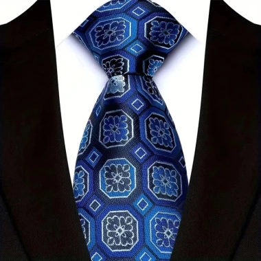 Cà vạt nam 8cm Jacquard hoàng gia xanh phong cách cổ điển kẻ sọc Paisley chắc chắn tiệc cưới kinh doanh 8