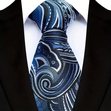Cà vạt nam 8cm Jacquard hoàng gia xanh phong cách cổ điển kẻ sọc Paisley chắc chắn tiệc cưới kinh doanh 10