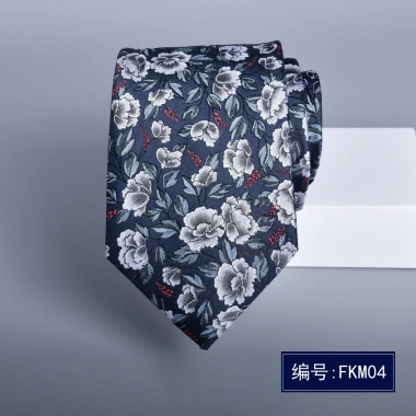 Cà vạt nam công sở hoa nhỏ 7.5-8cm, in hình hành chính, sọc xanh phong cách mới 9