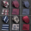 Cà Vạt Nam Cravat Túi Vuông Chấm Sọc Gravata Jacquard - Bộ Cưới Sang Trọng 111k