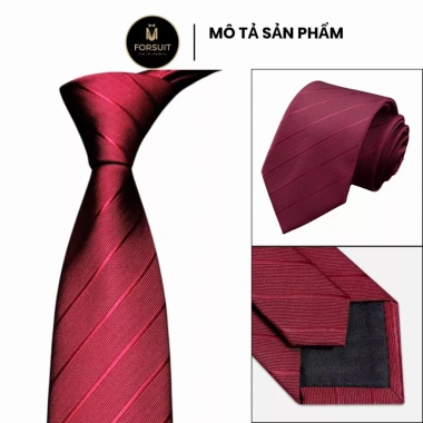 Cà vạt nam họa tiết kẻ vân sâu bản to - Lụa Synthetic cao cấp công sở, Forsuit 144k