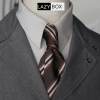 Cà vạt nam tone nâu kẻ Polysilk 8cm - Sang trọng, giá ưu đãi 175k