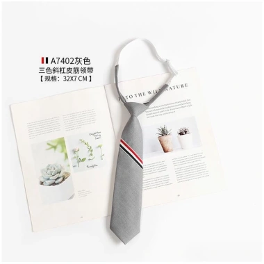 Cà vạt nhỏ kẻ sọc Preppy xám cho cặp đôi nam nữ giảm giá 20% chỉ 69.692₫ 5