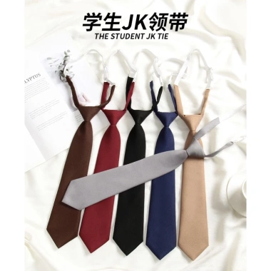 Cà vạt Nữ Preppy Nhật Bản Đen Đỏ Trơn - Phong Cách Lười, Giá ưu đãi 48.600₫