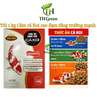 Cám cá Koi Kingfeed Việt Nhật – Tăng trưởng 42% đạm, không váng dầu, body tròn màu chuẩn, 25.000 VND