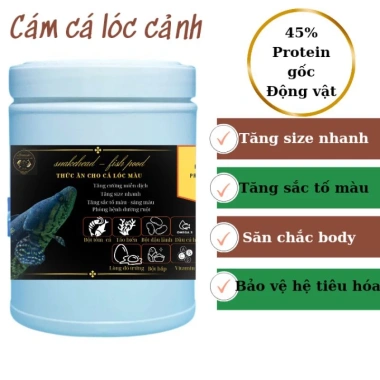 Cám cá lóc cảnh 45% protein gốc động vật - American Feed tăng size, nổi màu, giá 62.000 VND
