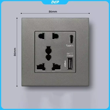 Cắm điện tường quốc tế 13A UK loại C, USB 2.100mA - Giá giảm 70.800đ