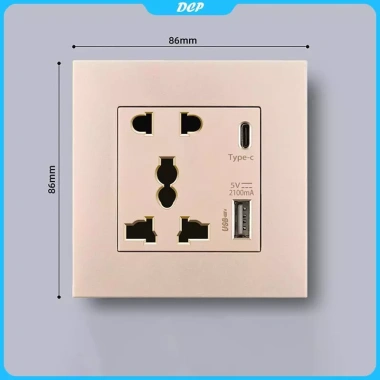 Cắm điện tường quốc tế 13A UK loại C, USB 2.100mA - Giá giảm 70.800đ