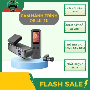Cam hành trình 2 mắt Q6 4K-1K - Kết nối điện thoại, theo dõi đỗ xe, chỉ 280k