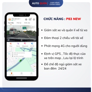 Cam hành trình P83 New - Theo dõi xe từ xa, GPS, đàm thoại 2 chiều cho xe con và tải, BH 1 năm, 1.760.000 VND