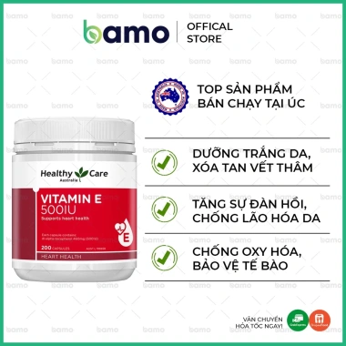Cam Kết Hàng Chính Hãng Viên Uống Healthy Care Vitamin E 500IU 200 Viên Úc