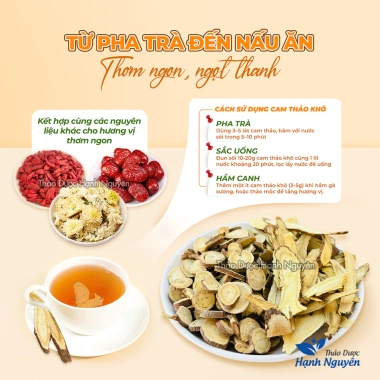 Cam thảo khô 100g - Trà phiến vị ngọt, giảm ho, khan tiếng - 18.000₫ 3 Cam thảo khô 100g - Trà phiến vị ngọt, giảm ho, khan tiếng - 18.000₫ 3