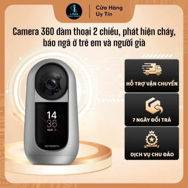 Camera 360° Wifi SKYWORTH AI Home 5MP – Màn Hình Thông Minh, Đàm Thoại 2 Chiều, Báo Cháy & Ngã, Giá 3 Triệu