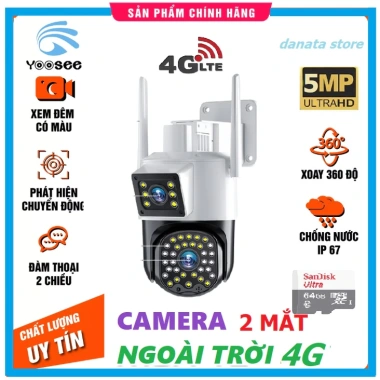 Camera 4G Yoosee 2 mắt xoay 360, 2 màn hình, xem đêm màu, đàm thoại 2 chiều - Giá ưu đãi 572.750₫