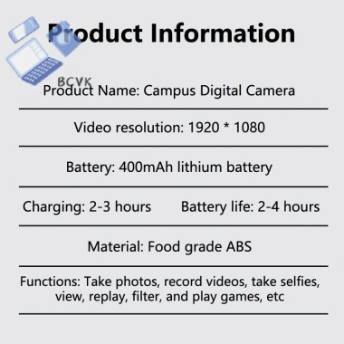 Camera CCD Di Động Đèn LED, Máy Ảnh Vlog Trẻ Em Học Sinh - Quà Tặng Sáng Tạo