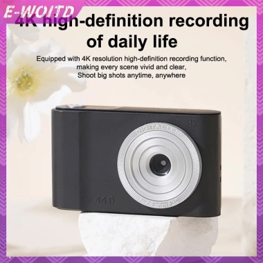 Camera CCD Mini 44MP E-WOITD 4K Zoom 8X, Ống kính đôi, thẻ nhớ, cho bé gái - Quà tặng HNVN 8