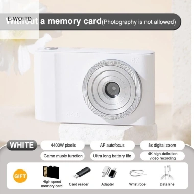 Camera CCD Mini 44MP E-WOITD 4K Zoom 8X, Ống kính đôi, thẻ nhớ, cho bé gái - Quà tặng HNVN 10