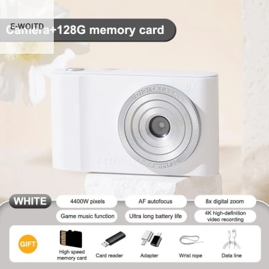 Camera CCD Mini 44MP E-WOITD 4K Zoom 8X, Ống kính đôi, thẻ nhớ, cho bé gái - Quà tặng HNVN 11