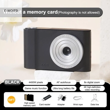 Camera CCD Mini 44MP E-WOITD 4K Zoom 8X, Ống kính đôi, thẻ nhớ, cho bé gái - Quà tặng HNVN 13
