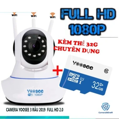 Camera Full HD 1.080P Yoosee 3 Râu 2.0 Free Ship, Kèm Thẻ Nhớ 32GB, Giá 1.030.000₫