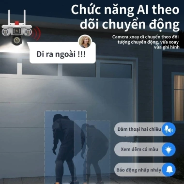 Camera giám sát ngoài trời 4 mắt 3 màn hình, đêm màu, chống nước, phát hiện chuyển động, bảo hành 24 tháng 7