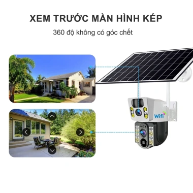 Camera giám sát Solar 2 mắt WiFi 360° 1.080P HD IP không thấm nước, hỗ trợ 4G Sim, Dosen - Giá chỉ 740.800₫
