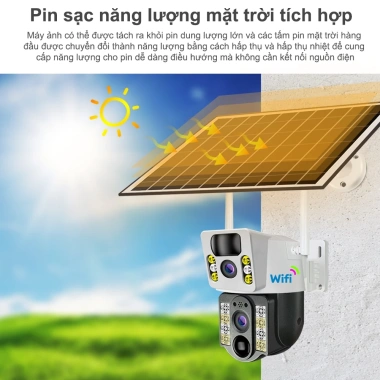 Camera giám sát Solar 2 mắt WiFi 360° 1.080P HD IP không thấm nước, hỗ trợ 4G Sim, Dosen - Giá chỉ 740.800₫