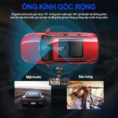 Camera hành trình 3 mắt 1.080p tốc độ cao, hồng ngoại siêu nét - Giá chỉ 365.000₫