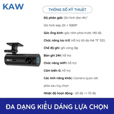 Camera Hành Trình 4K KAW Góc Quay Rộng, Quay Đêm 3M, App Di Động - 1.267.000₫